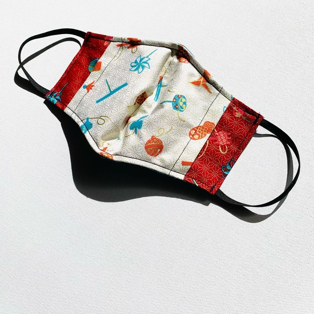 NEW Handmade Green Gold Origami Print Face Mask
